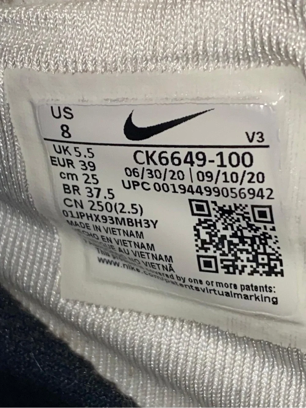 Nike Air Force 1 Low Pixel Triple White Women's Size 8 (CK6649-100)